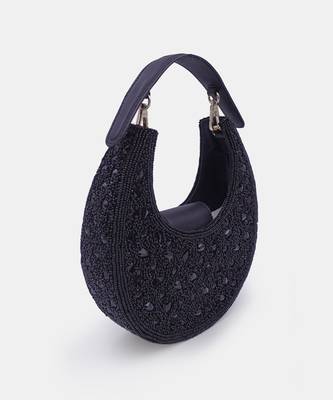 Black bead-embellished clutch bag 5