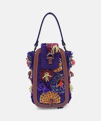 Purple embellished flower clutch bag with convertible crossbody sling 3