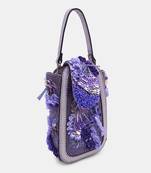 Purple color embellished beaded ditsy flower clutch bag