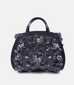 Leather black embellished clutch bag with sling