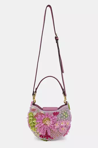 Lilac embellished clutch bag with sling