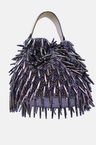 Porcupine hand embellished purple potli bag