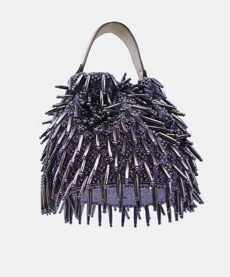 Porcupine hand embellished purple potli bag 5
