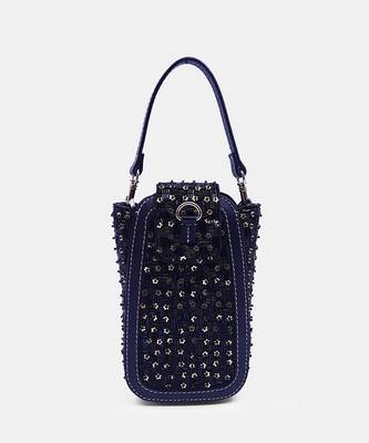 Black embellished beaded clutch bag 1