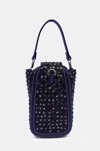 Black embellished beaded clutch bag
