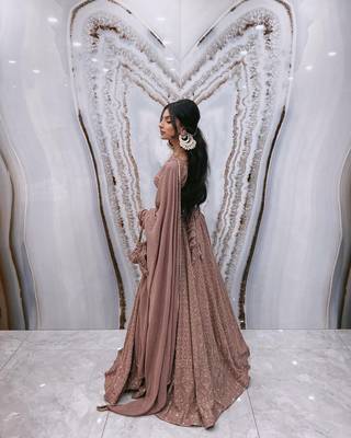 mauve Pink Georgette Lucknowi Embroidery Work Lehenga Choli  2