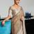 Elegant beige woven linen saree with contrast zari border & tassels     soft & breathable party wear