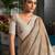 Elegant beige woven linen saree with contrast zari border & tassels     soft & breathable party wear