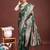 Emerald green banarasi silk saree with zari floral work – elegance woven in every thread