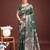Emerald green banarasi silk saree with zari floral work – elegance woven in every thread