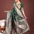 Emerald green banarasi silk saree with zari floral work – elegance woven in every thread