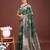 Emerald green banarasi silk saree with zari floral work – elegance woven in every thread