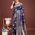Emerald navy blue banarasi silk saree with zari floral work – elegance woven in every thread