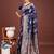 Emerald navy blue banarasi silk saree with zari floral work – elegance woven in every thread