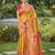 Mustard kanjivaram silk woven work traditional tassels saree