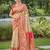 Cream kanjivaram silk woven work traditional tassels saree