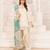 Off White Crepe With Embroidery Work With Aqua Blue Dupatta