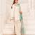 Off White Crepe With Embroidery Work With Aqua Blue Dupatta