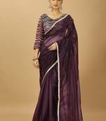 Maroon Twill net Lace saree with sequin Blouse