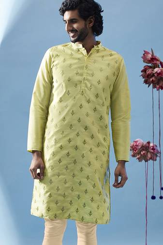 Men pista green kurta