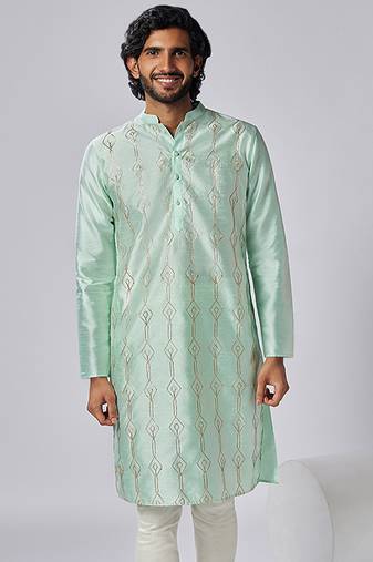 Men aqua green kurta