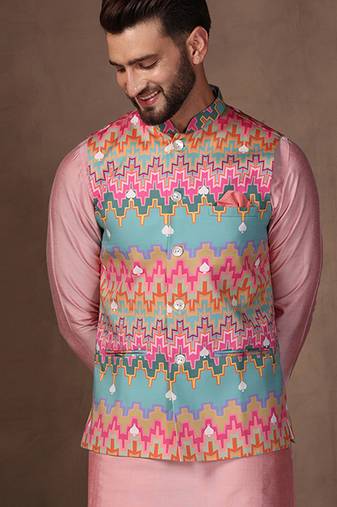 Men multi coloured nehru jacket