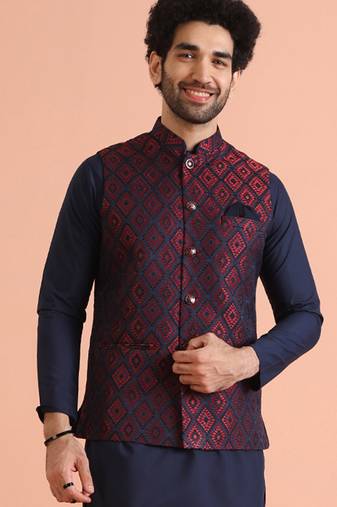 Men Maroon nehru jacket