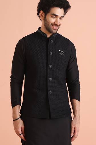 Men black nehru jacket