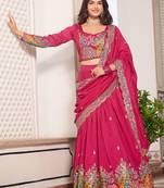 Pink Silk Thread Embroidered Lehenga Choli With Dupatta