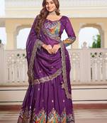 Purple Silk Sequins Lehenga Choli With Dupatta