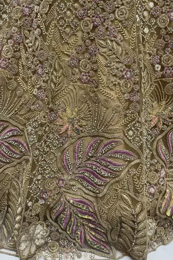 golden net sequins bridal lehenga set choli with dupatta with dupatta