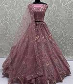 Pretty Pink Dori Embroidered Net Bridal Wear Lehenga Choli