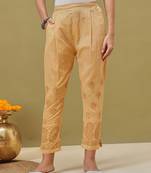 Hand embroidered fawn cotton lucknowi chikankari palazzo