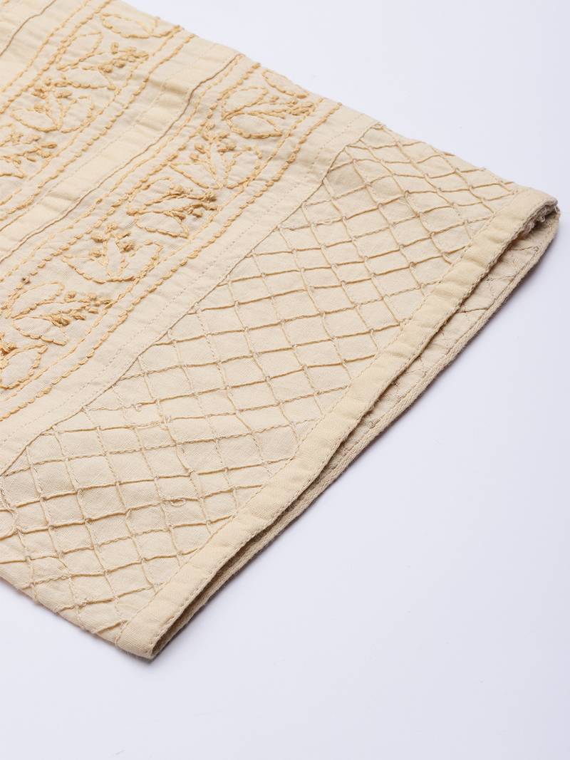Hand embroidered fawn cotton lucknowi chikankari palazzo