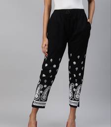 Hand embroidered black cotton lucknowi chikankari palazzo