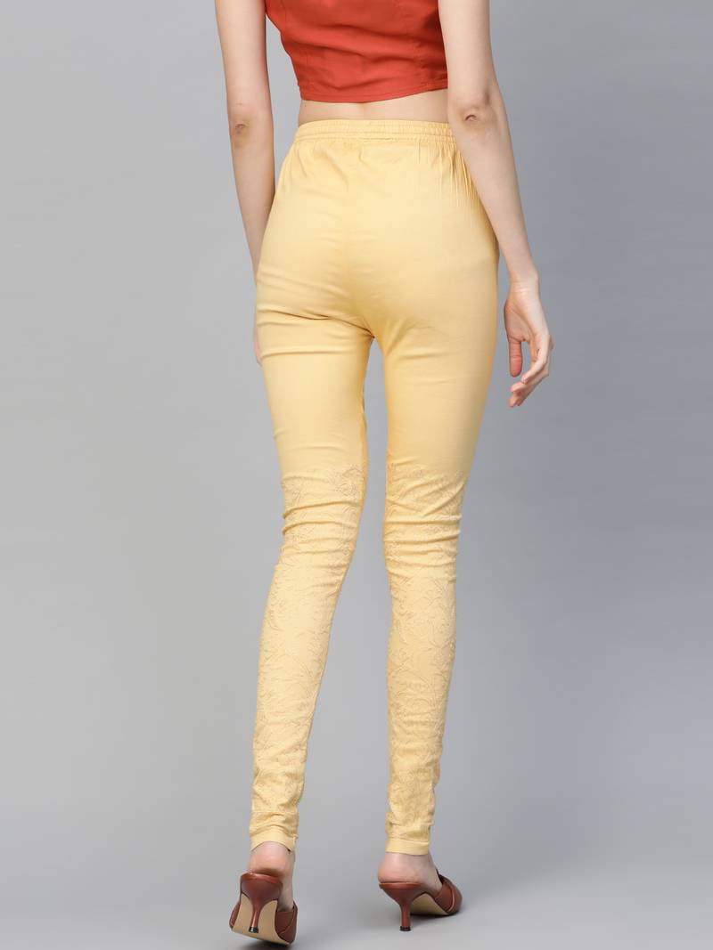 Hand embroidered fawn cotton lucknowi chikankari churidar