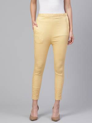 Hand embroidered fawn cotton lucknowi chikankari trouser 1