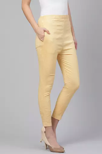 Hand embroidered fawn cotton lucknowi chikankari trouser