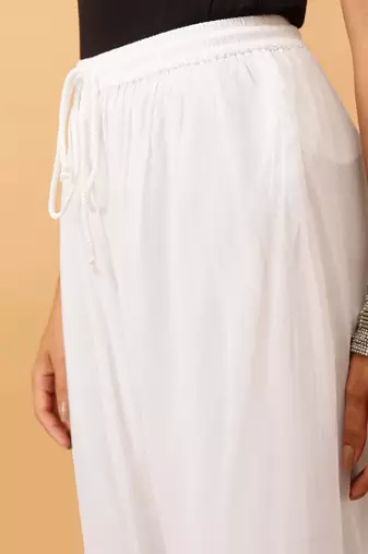 Hand embroidered white viscose georgette lucknowi chikankari palazzo