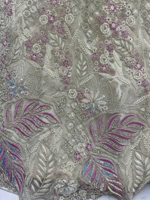 white multi thread work net bridal lehenga set choli with dupatta 4