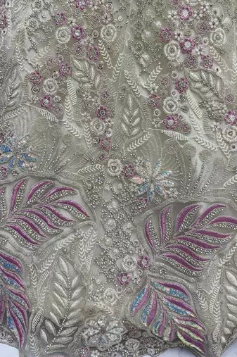 white multi thread work net bridal lehenga set choli with dupatta