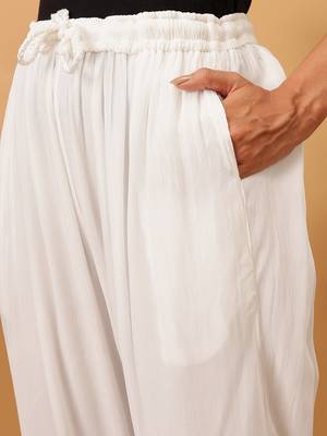 Hand embroidered white georgette lucknowi chikankari palazzo 5