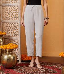 Hand embroidered white georgette lucknowi chikankari straight pant