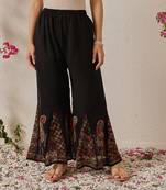 Hand embroidered black georgette lucknowi chikankari palazzo