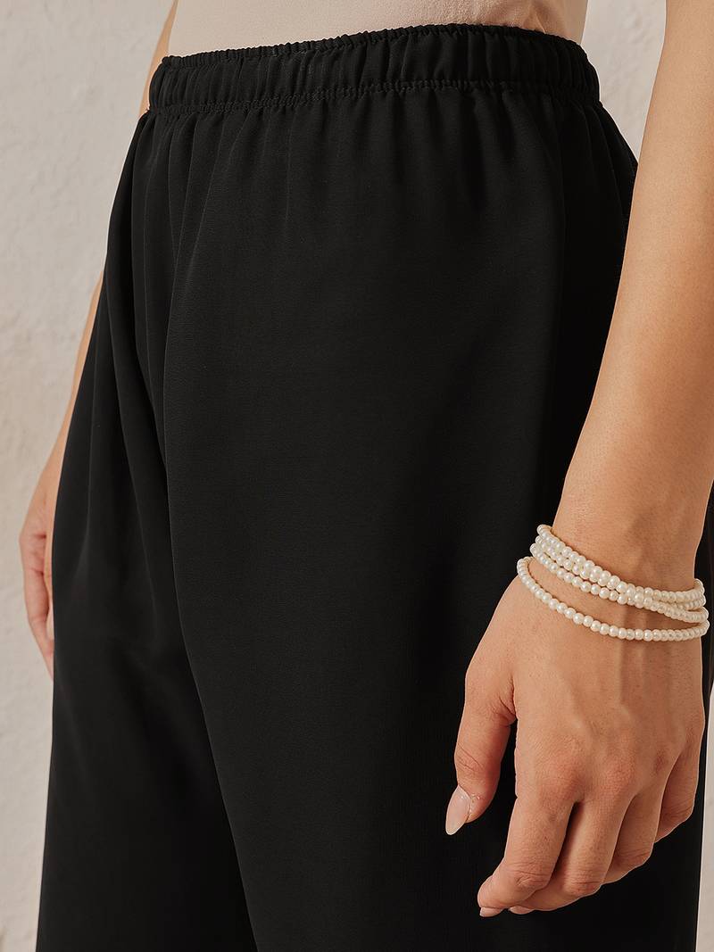 Hand embroidered black georgette lucknowi chikankari palazzo