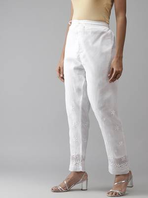 Hand embroidered white kota lucknowi chikankari palazzo 2