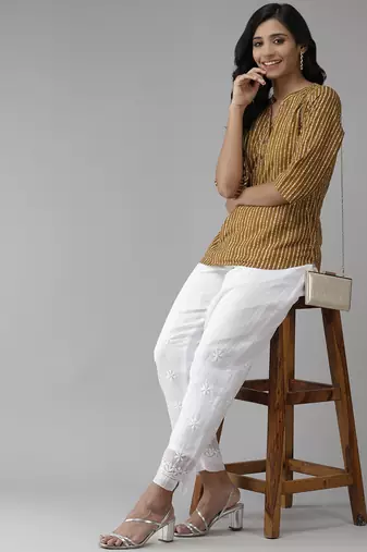 Hand embroidered white kota lucknowi chikankari palazzo
