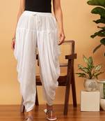 Hand embroidered white rayon lucknowi chikankari dhoti