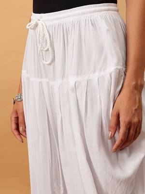 Hand embroidered white rayon lucknowi chikankari dhoti 5