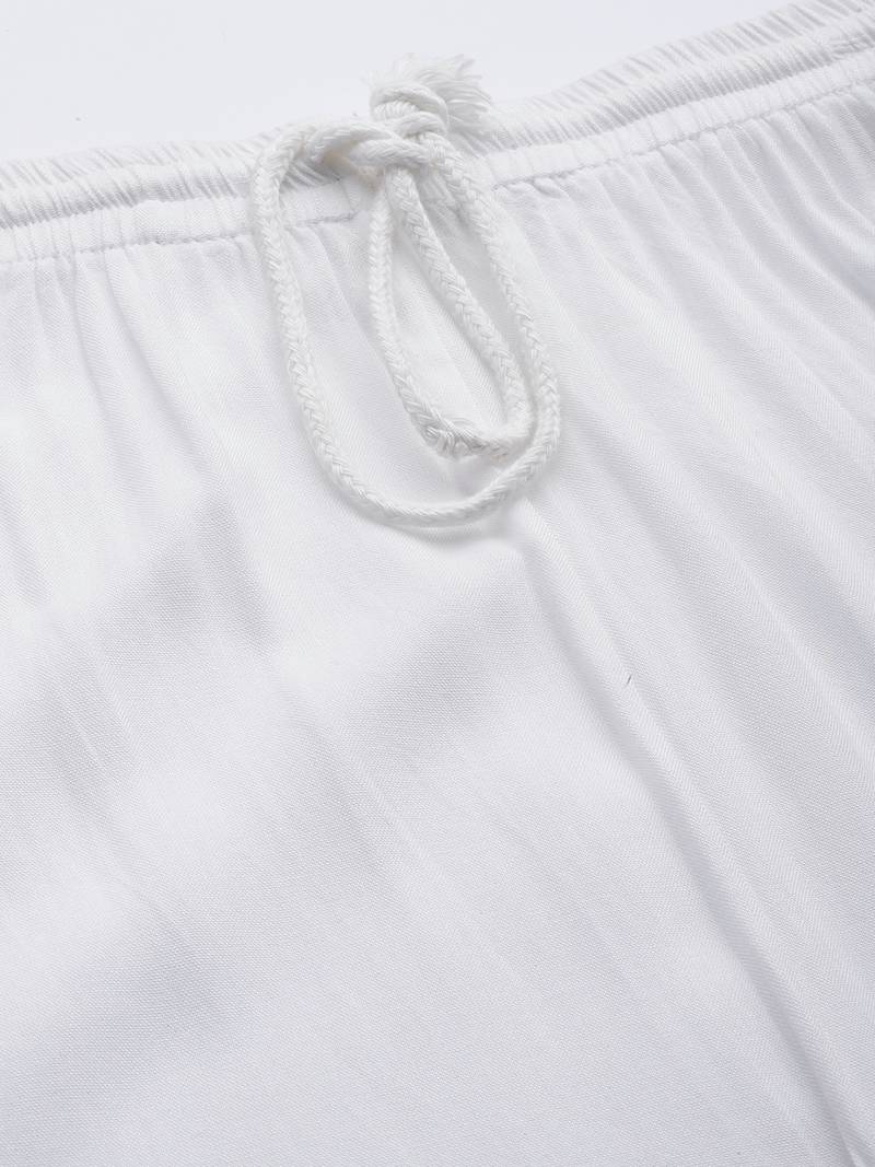 Hand embroidered white rayon lucknowi chikankari palazzo